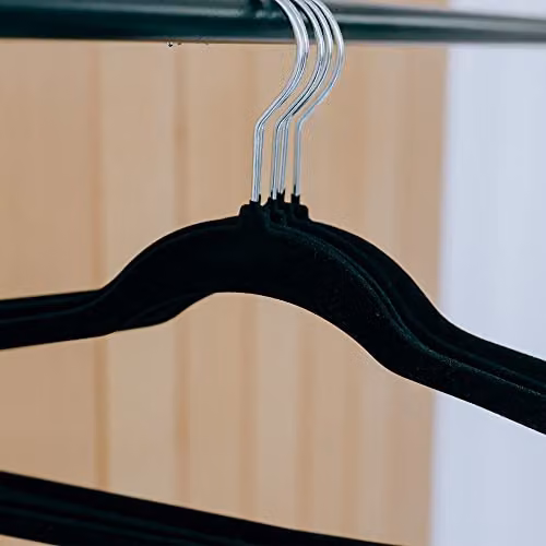 Addis Black Velvet Clothes Hangers, Pack of 50, 45cm Width – 3