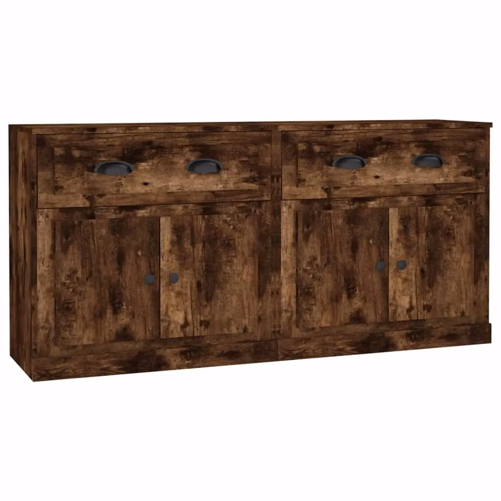 Berkfield Home Set of 2 Smoked Oak Wall Mounted Sideboards in Brown – 2