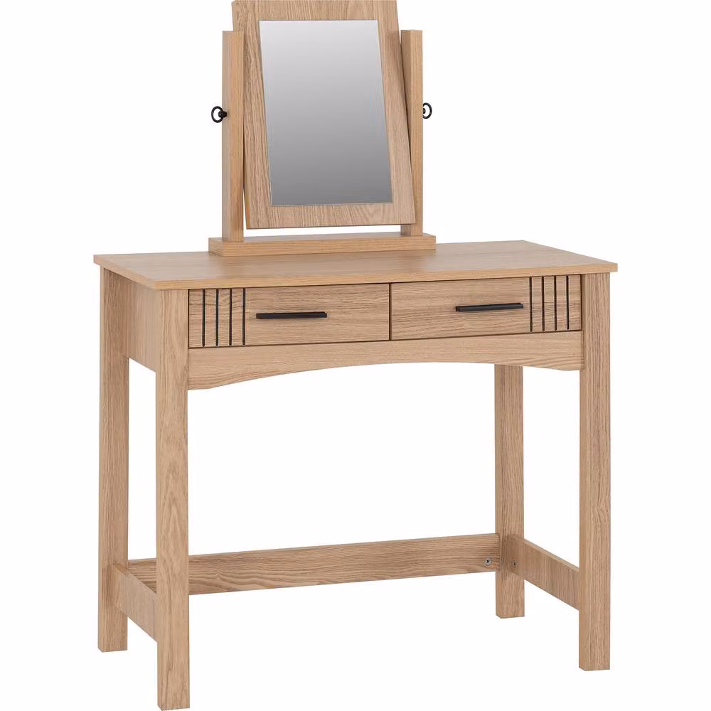 Seconique Tessa 2 Drawer Dressing Table Set in Light Oak Effect – 2