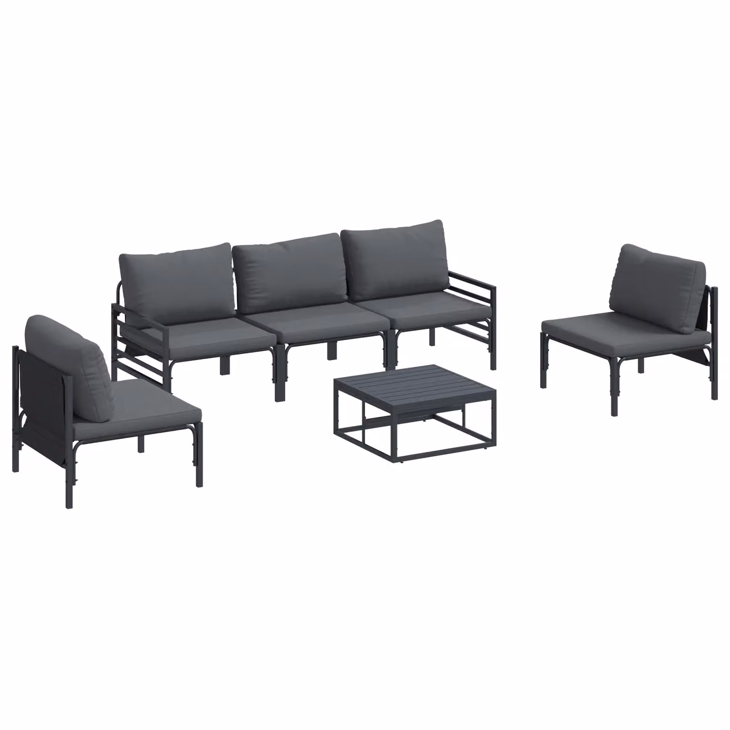 Berkfield Home 6 Piece L-Shape Garden Sofa Set in Anthracite with Powder Coated Steel Frame and Upholstered Cushions – 2