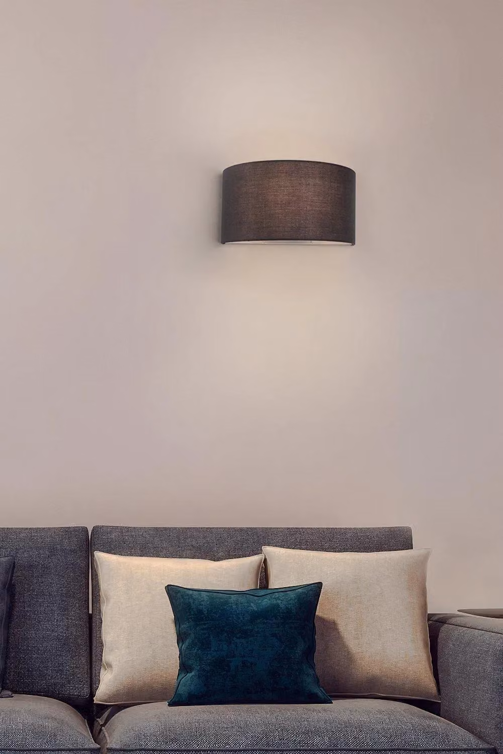 Harper Living Grey Fabric Semi-Circle Wall Wash Light with Switch and E27 Socket – 2