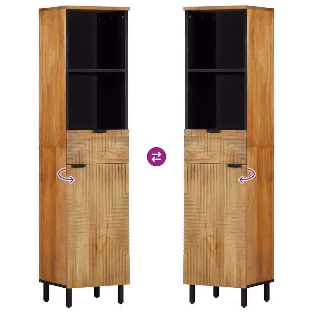 Berkfield Home Brown Mango Wood Bathroom Cabinet, H 160 x W 38 x D 33 cm – 3