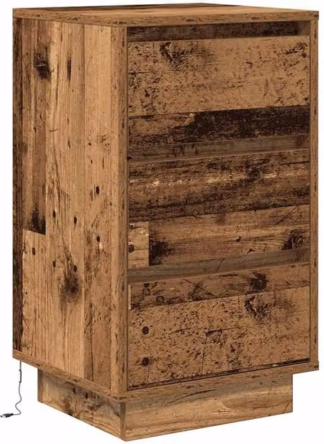 Berkfield Home Durable Bedside Cabinet with Integrated LED Lights in Old Wood, W/D/H: 38 x 34 x 65 cm – 1