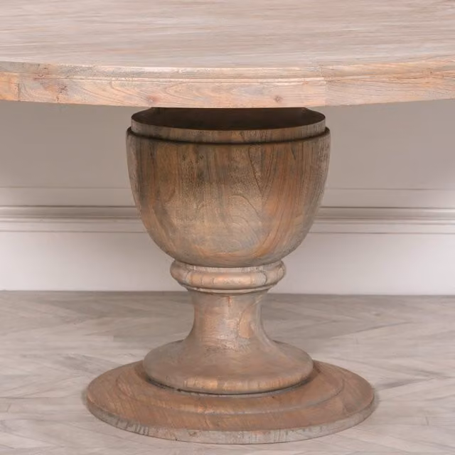 Glasstone Rustic Round Wooden Dining Table, Brown, Diameter: 162 cm, Height: 78 cm