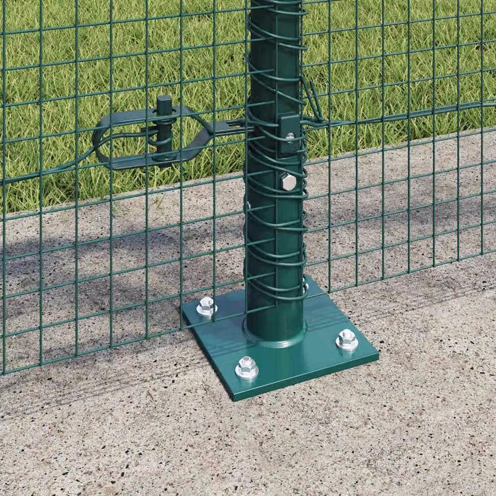 Berkfield Home Green Steel Welded Wire Fence with 13 Flanged Posts, 0.8 x 100 m – 3