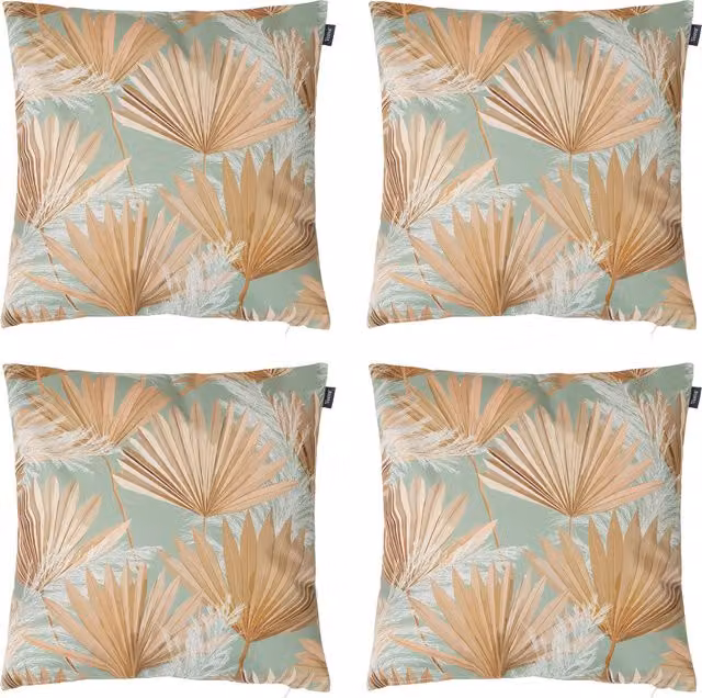 ICON Pampas Grass Print Outdoor Square Cushion in Beige and Yellow