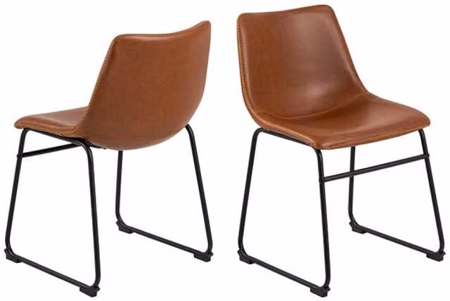 Chilli Seating Oregon Dining Chair Set of 2 in Brown and Black Synthetic Leather