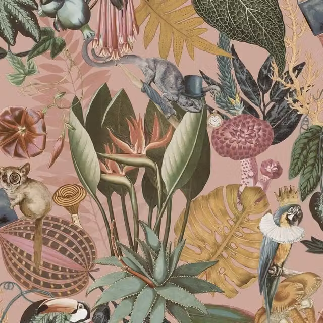 Holden Décor Wonderland Tropical Floral Wallpaper in Light Pink