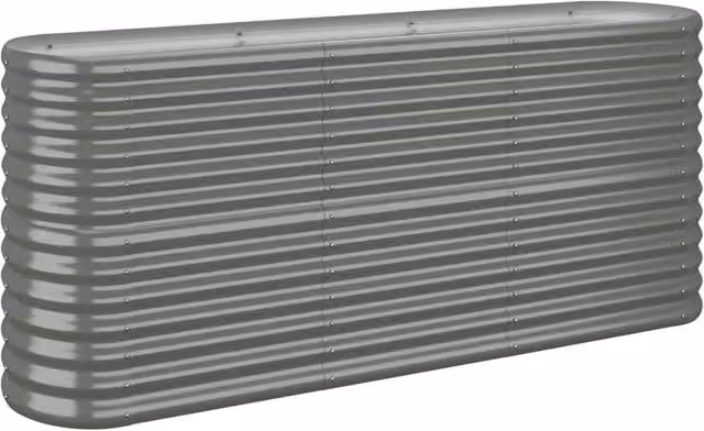 Berkfield Home Garden Powder-coated Steel Raised Bed in Grey, W/D/H: 152 x 40 x 68 cm