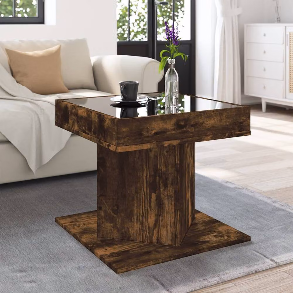 Berkfield Home Modern Square Coffee Table in Smoked Oak Brown, W/D/H: 50 x 50 x 45 cm – 1