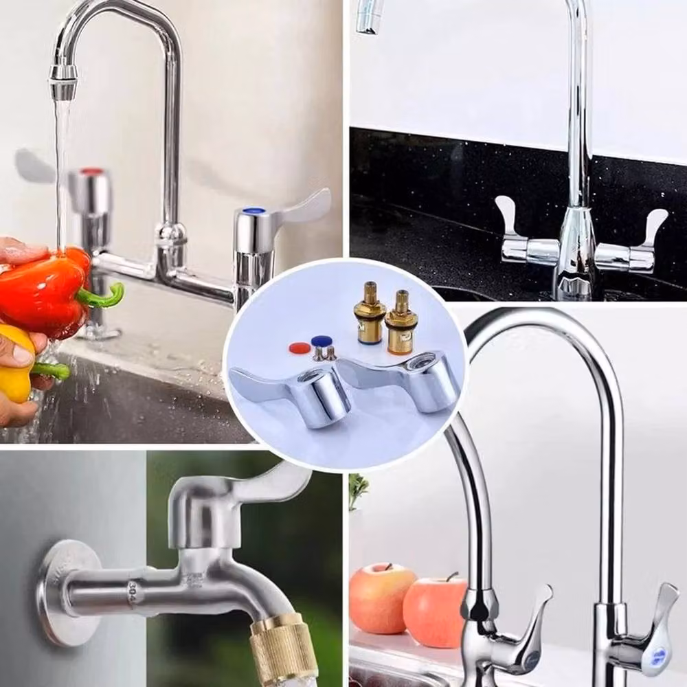 SPETLEK Pair of 1/4 Turn Chrome and Silver Single Lever Replacement Taps for Bathtubs, 1/2 inch – 2