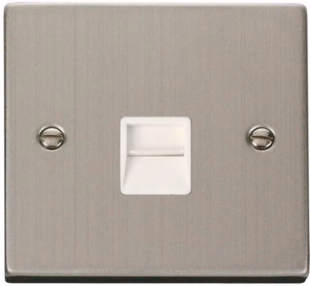 SE HOME Stainless Steel Flush Secondary Telephone Single Socket with White Plate
