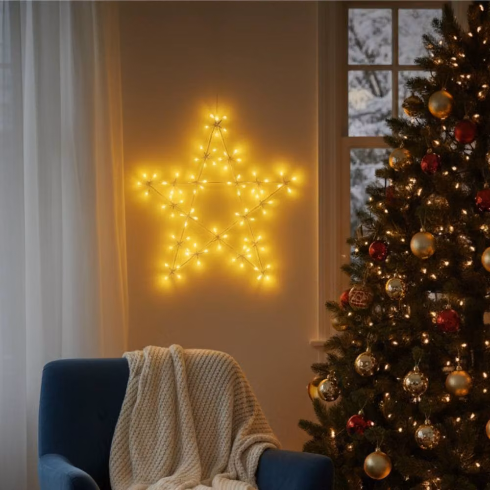 Pegdev White LED Christmas Star Metal Frame Garden Decoration, 50 cm – 2
