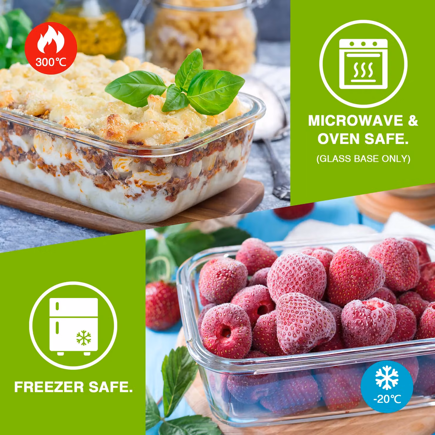 VonShef 5 Piece Airtight Glass Meal Prep Lunch Boxes with Snap Lids, 1.05 l Capacity, Transparent – 4