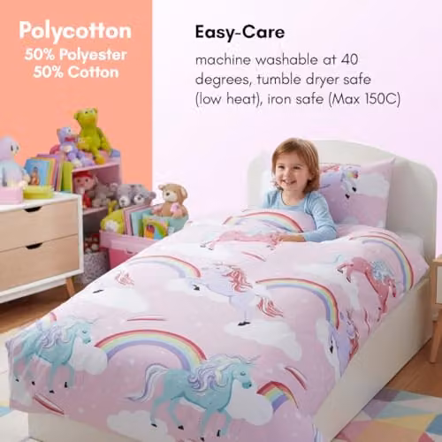 Rapport Home My Little Unicorn Toddler Duvet Cover and Pillowcase Set in Pink and Blue – 2