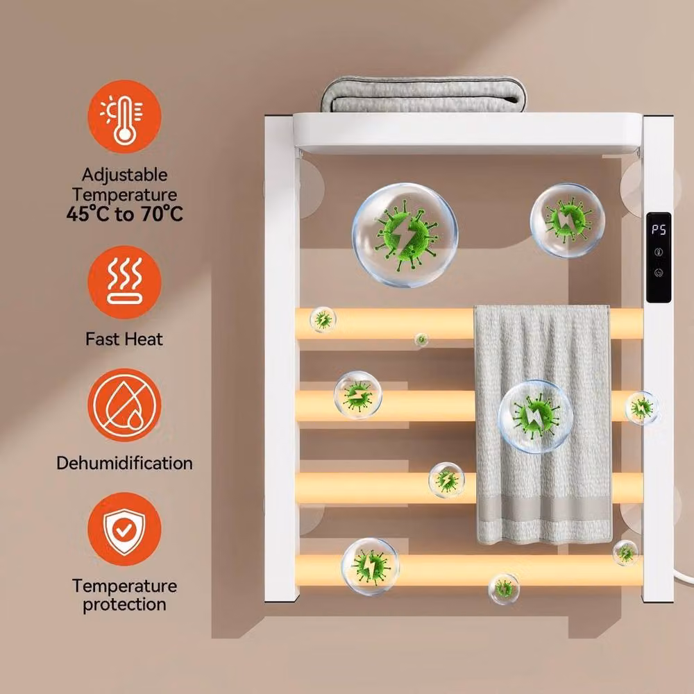 SPETLEK Electric Heated Straight Towel Rail for Bathrooms, White – 2