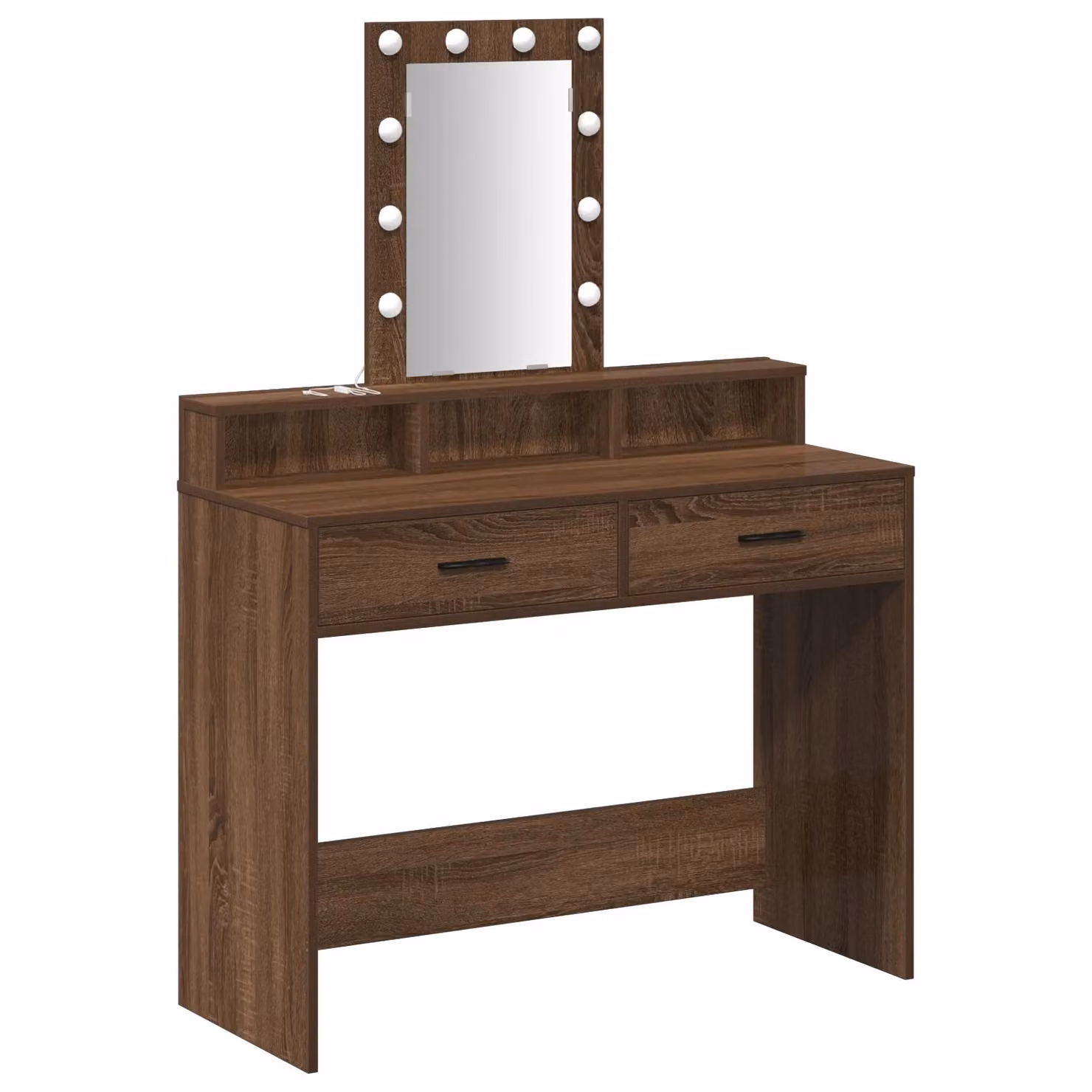 Berkfield Home Brown Oak Dressing Table with LED Lights, W/D/H: 100 x 41 x 140 cm – 2