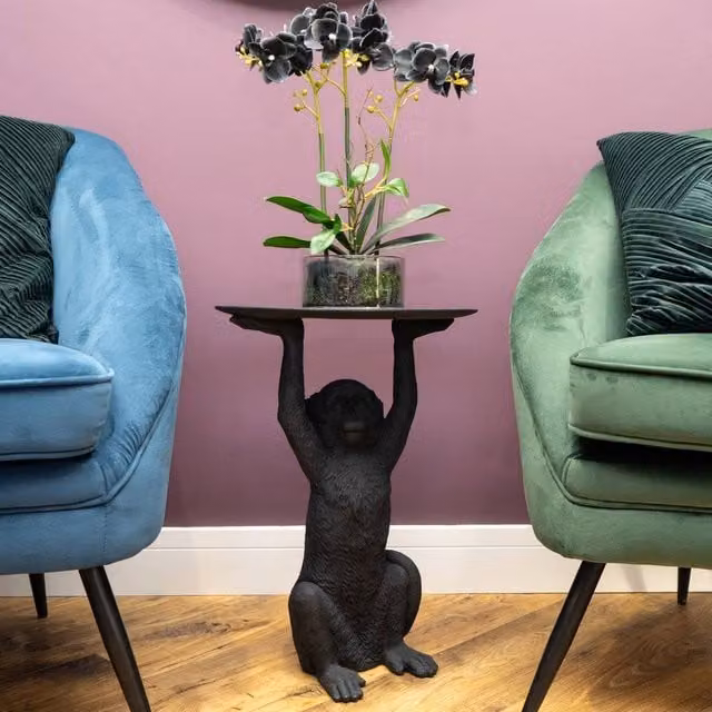 Madison & Mayfair Art Deco Monkey Side Table in Black