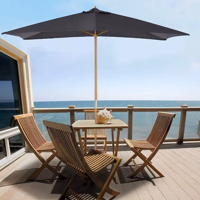 Outsunny Wooden Garden Parasol Sun Shade in Dark Grey, W 3 m x D 2 m