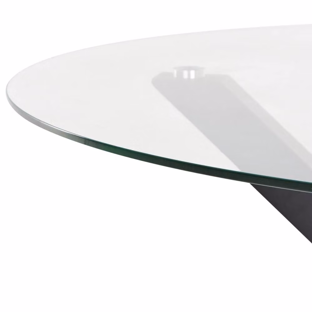 Wyld and Coco Round Garden Table with Black Aluminium Frame and Beige Glass Top, Diameter: 120 cm – 3
