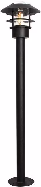Netlighting Helsingor Black Maritime Outdoor Bollard Lantern with Transparent Glass and E27 Socket, IP44 Rated – 1