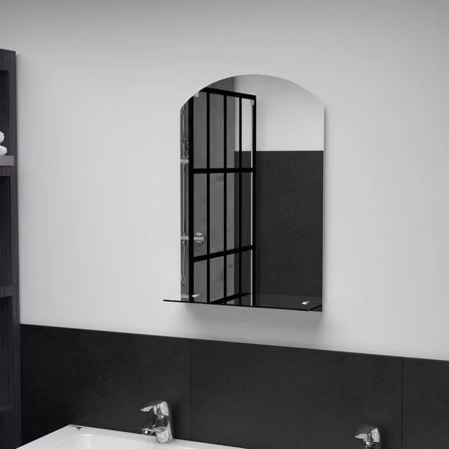 Berkfield Home Minimalist Rectangular Wall Mirror with Shelf, Silver, W: 40 cm, H: 60 cm