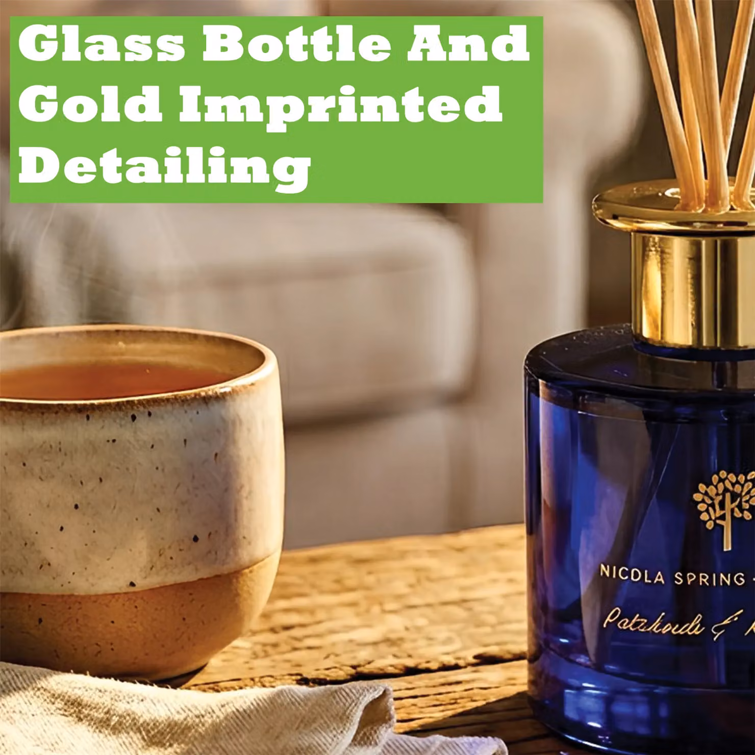 Nicola Spring Patchouli & Rosewood Scented Reed Diffuser Set, Pack of 3, 200ml, Blue – 6