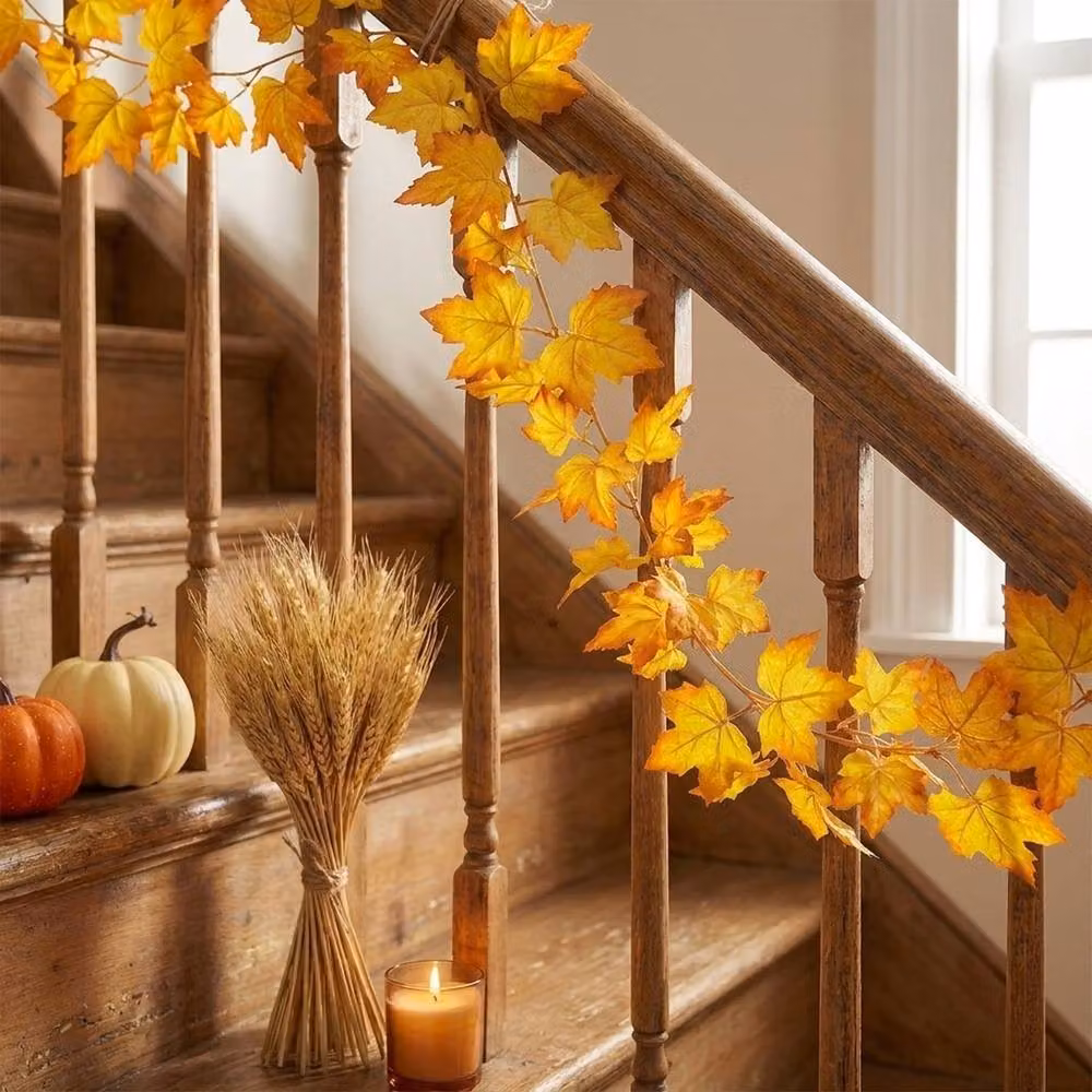 Garden Greatness 8ft Autumn Yellow Leaf Hanging Door Garland – 2