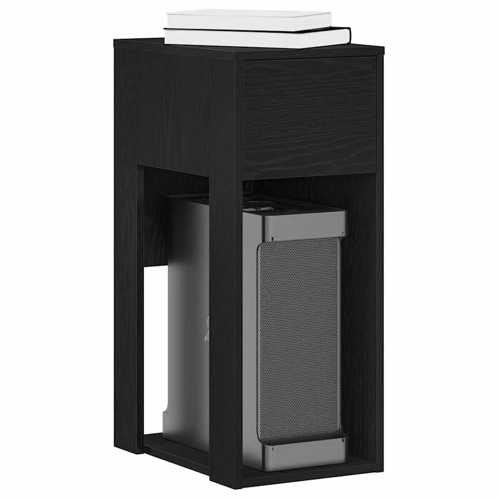 Berkfield Home Durable Computer Tower Stand with Drawer, Black, W/D/H: 30 x 44 x 74 cm – 2