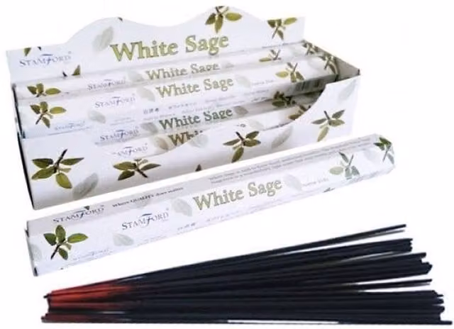 Stamford Hexagonal Floral Incense Sticks, 20 Pack, White and Black