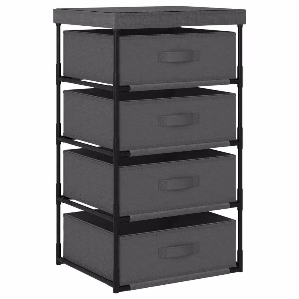 Berkfield Home Storage Rack with 4 Fabric Baskets in Grey, W: 80 cm, H: 80 cm, D: 38 cm – 2