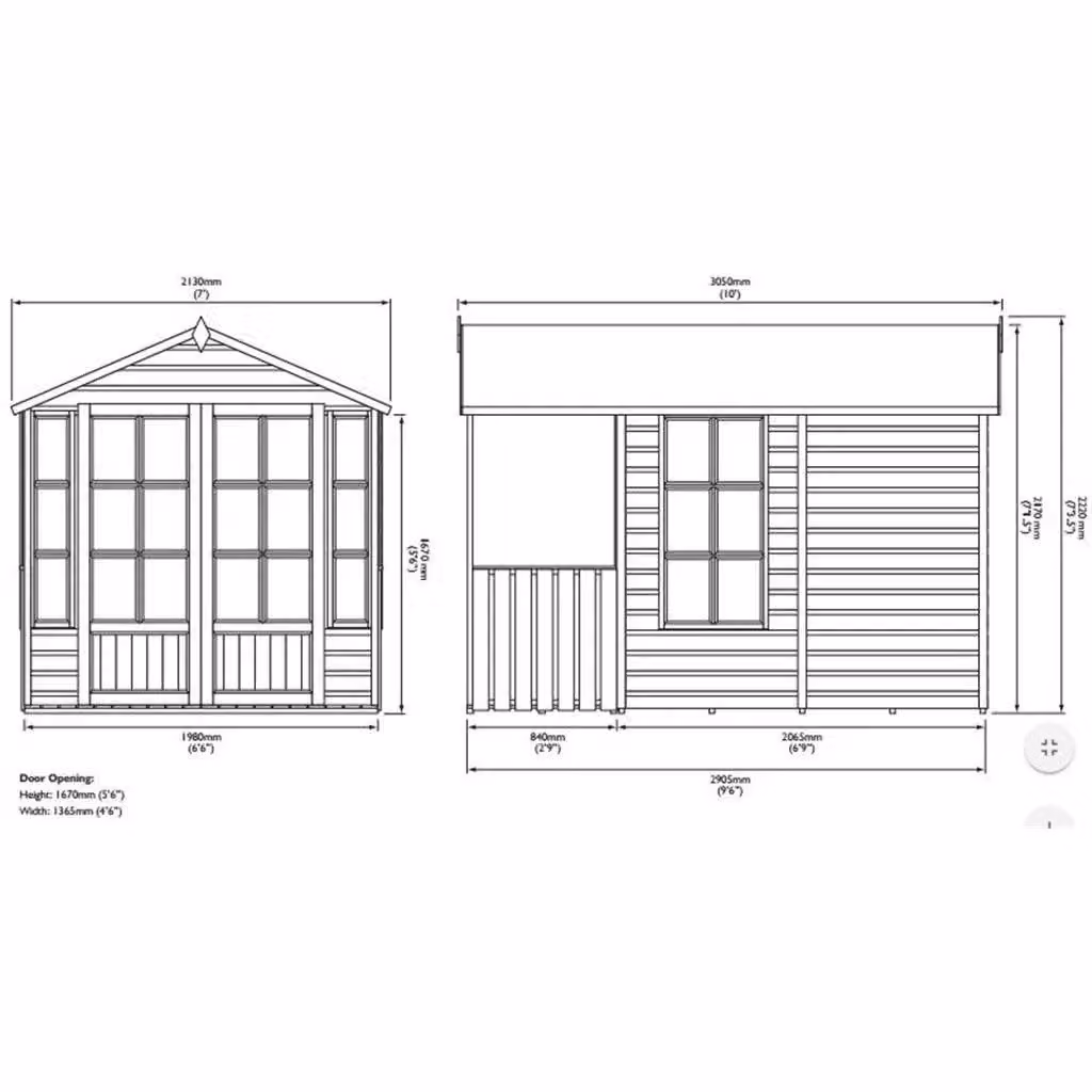 Cheshire 10 x 7 Summerhouse with 12mm Tongue and Groove Floor and Roof in Natural – 4