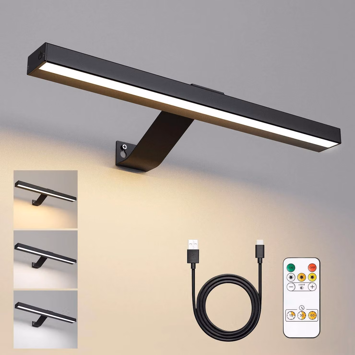 Harper Living Rechargeable LED Picture Light in Black, Dimmable Wireless Magnetic Wall Lamp with Remote Control and 3 Colour Temperatures – 2