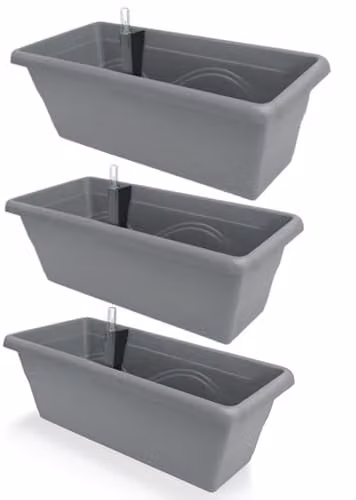 Gardenico Set of 3 Self-watering Planters in Grey, W: 39 cm, D: 21 cm, H: 17 cm – 2