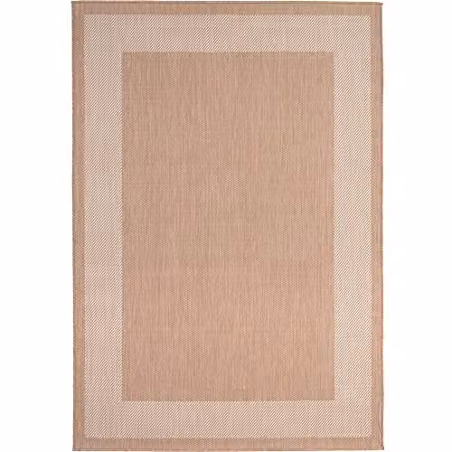 THE RUGS Bordered Beige Indoor and Outdoor Rectangular Rug, W/D: 80 x 150 cm