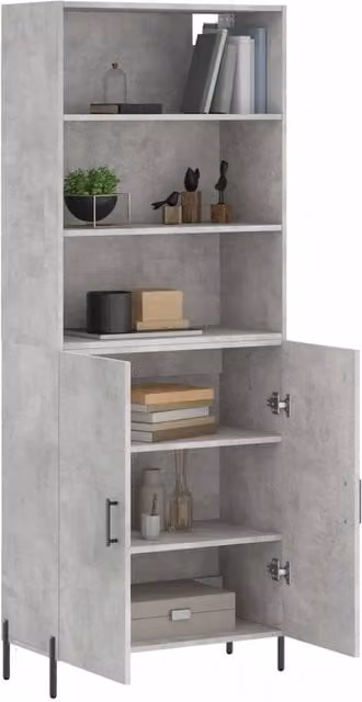 Berkfield Home Highboard in Concrete Grey, W/D/H: 69.5 x 34 x 180 cm – 1