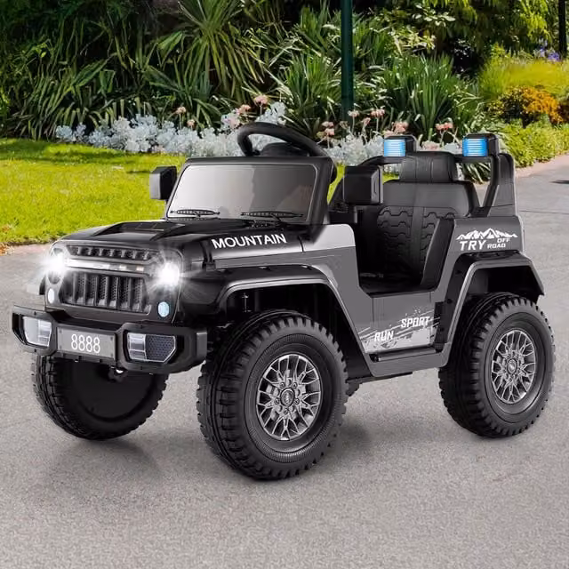 COSTWAY Kids Electric Ride on Car with Soft Start and Light and Sound Effects in Black