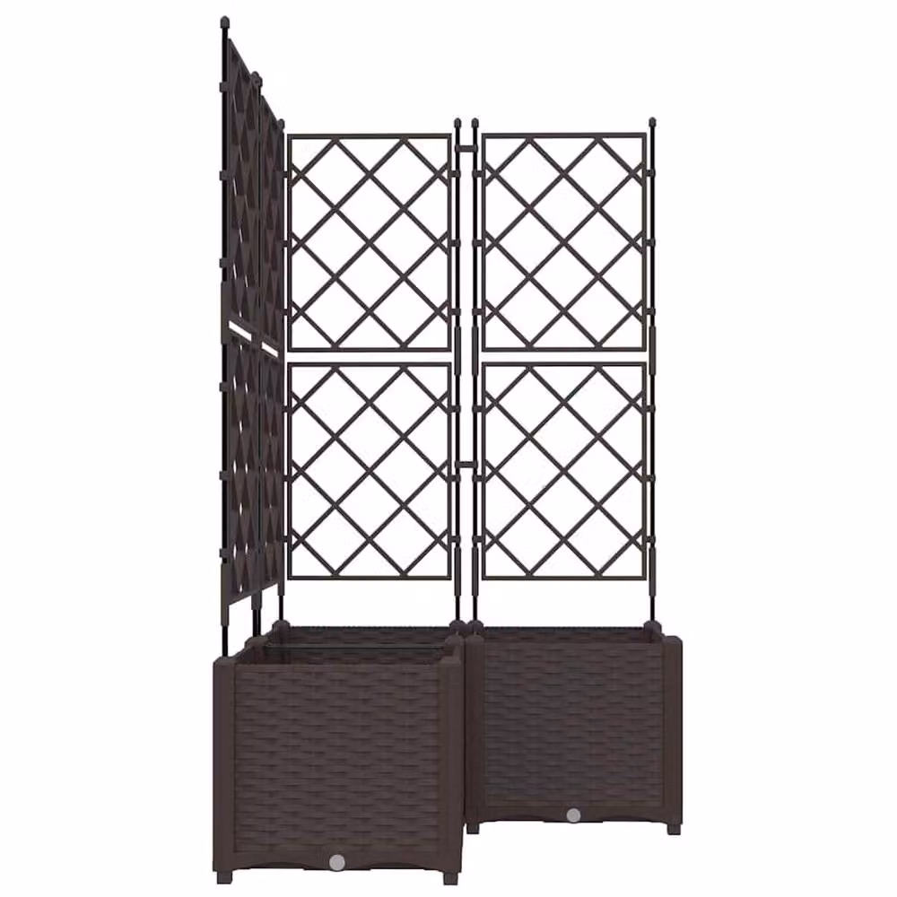 Berkfield Home Garden Planter with Trellis, 3 Piece Set, Brown, W/D/H: 80 x 80 x 143 cm – 5