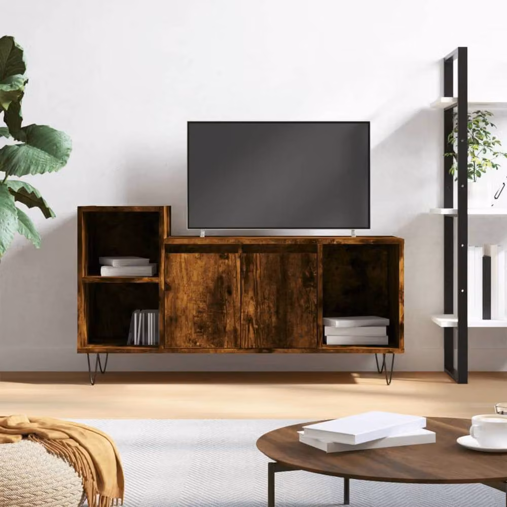 Berkfield Home Smoked Oak TV Cabinet in Brown, W/D/H: 100 x 35 x 55 cm – 2