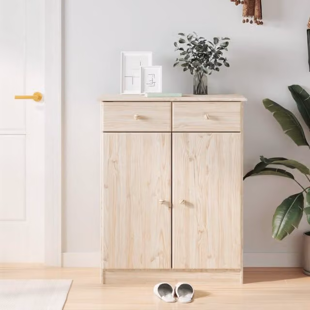 Berkfield Home ALTA Shoe Cabinet in Brown Solid Pine Wood, W/D/H: 77 x 35 x 96 cm
