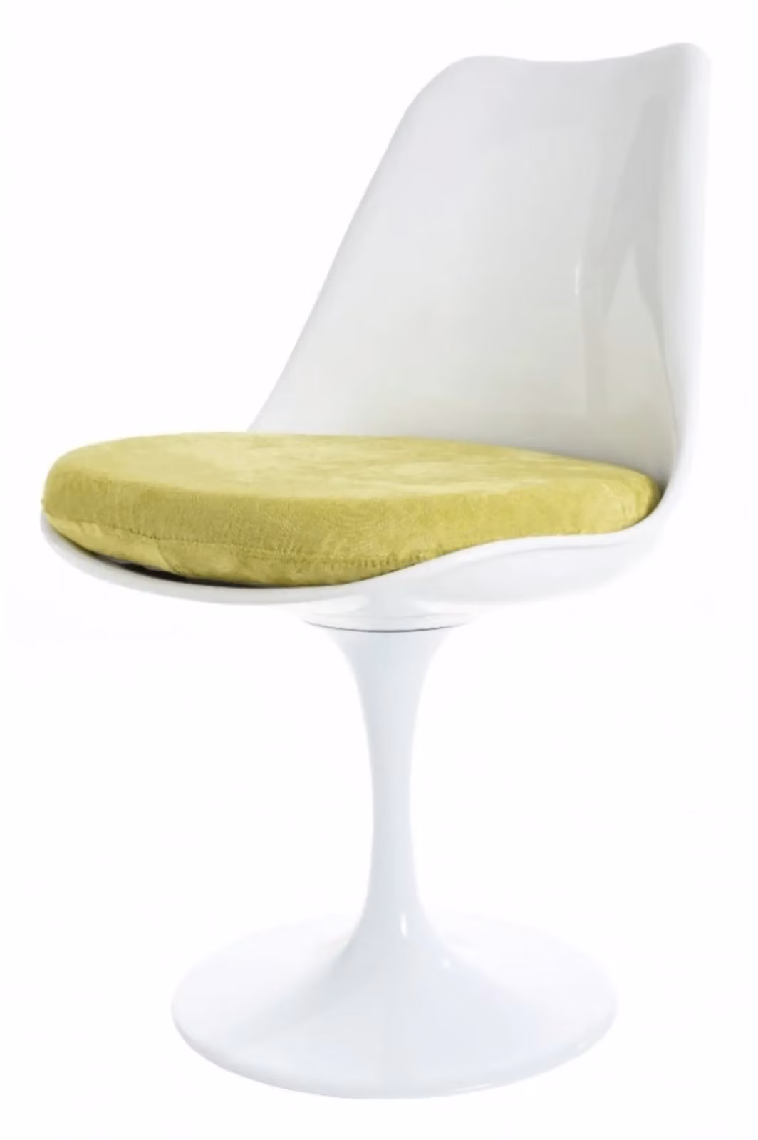 Fusion Living White Tulip Swivel Dining Chair with Green Velvet Cushion – 2