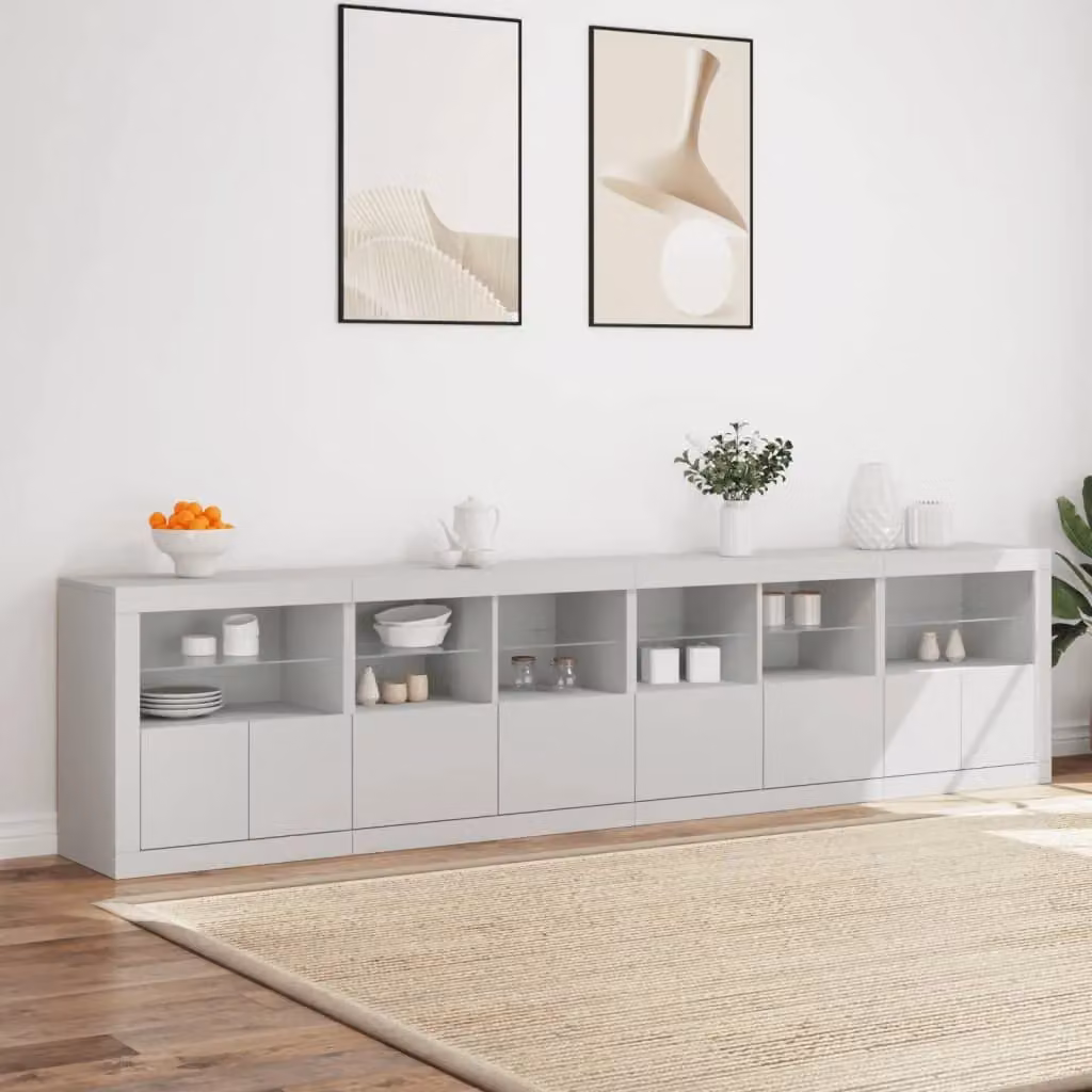 Berkfield Home Modern White Sideboard with Integrated LED Lighting, W: 283 cm, D: 37 cm, H: 67 cm – 3