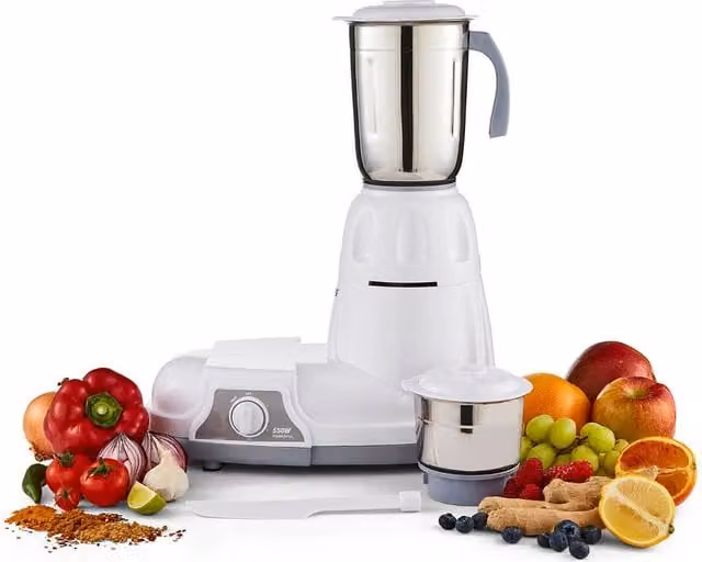 Geepas 550W Mixer Grinder and Blender with 2 Stainless Steel Jars, White