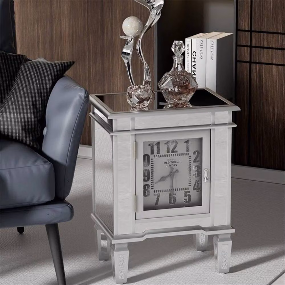 FORGEVIO Modern Silver Mirrored Square Glass Side Table – 4