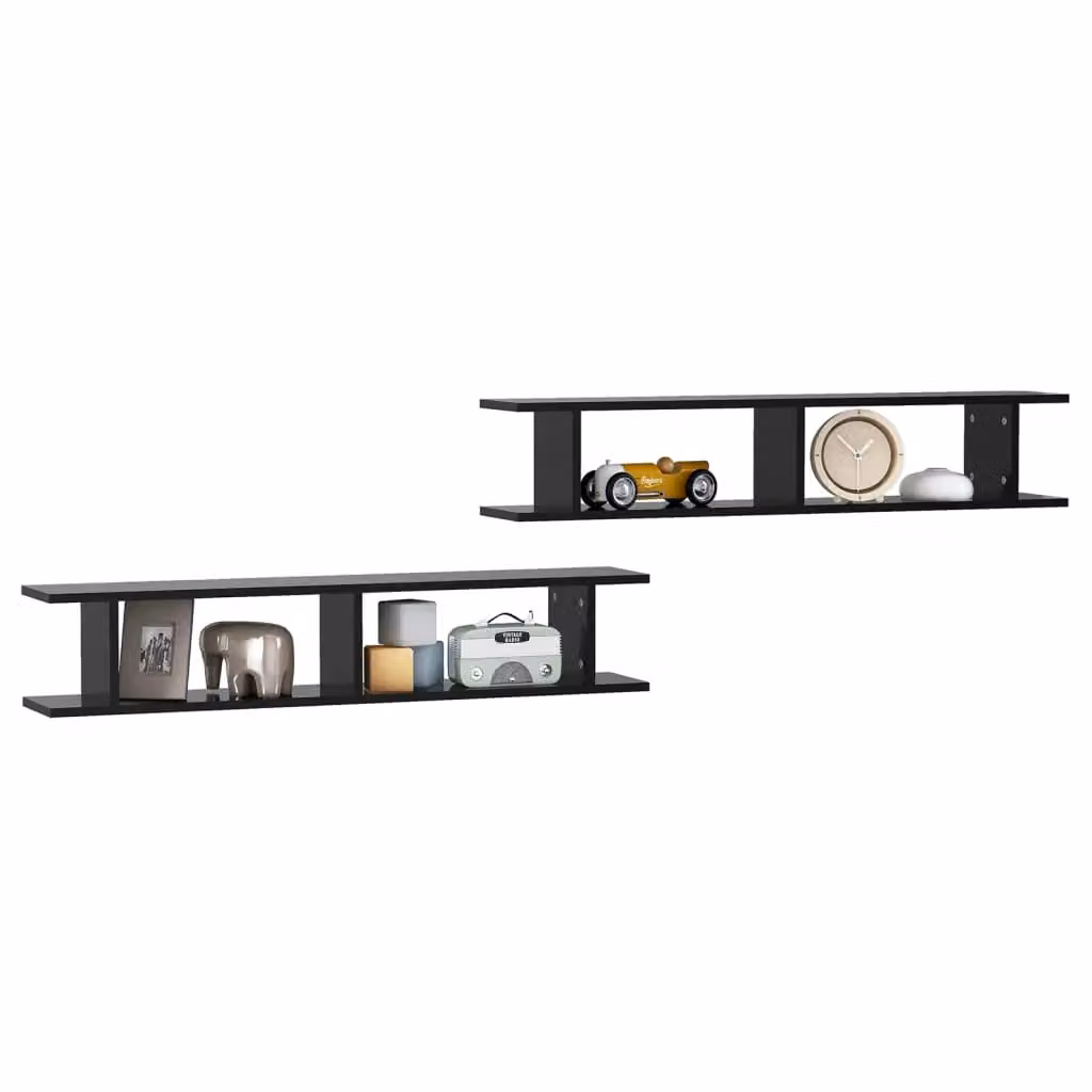 Berkfield Home Wall Mounted Shelf Set of 2, Black, W: 105 cm, D: 20 cm, H: 18 cm – 3