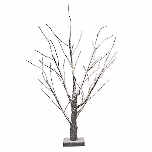 Lights4fun 65cm Battery Operated Indoor Pre-Lit Snow Dusted Twig Tree with 108 Warm White Micro LEDs, White, H 65 x W 45 x D 45 cm – 3
