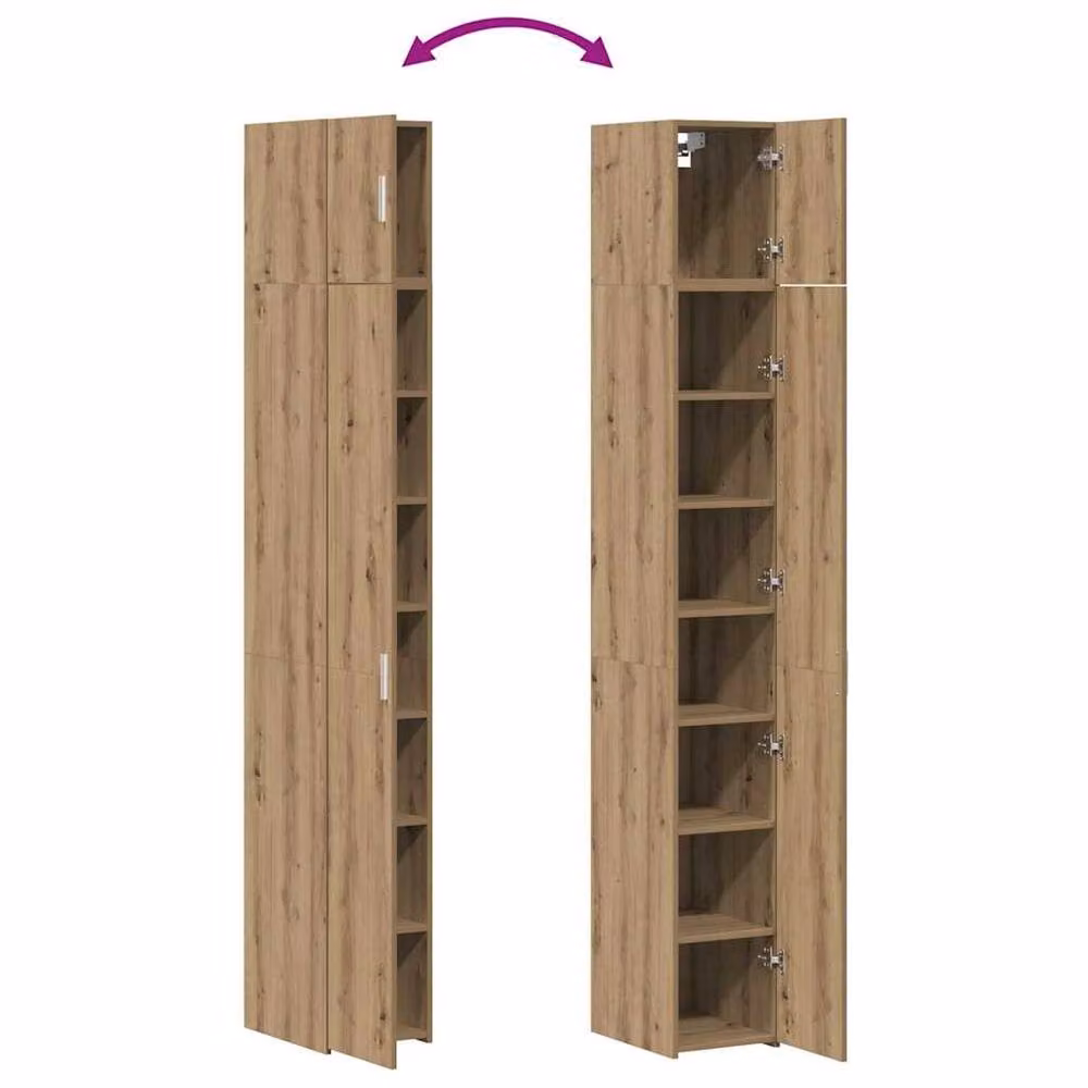 Berkfield Home Slim Storage Cabinet in Artisan Oak Brown, W/D/H: 30 x 22.5 x 225 cm – 3