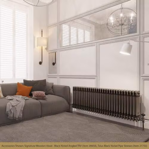 UK Radiators Alpha 4 Column Traditional Cast-Iron Style Radiator in Raw Metal Silver, H: 50 cm, W: 134 cm – 3