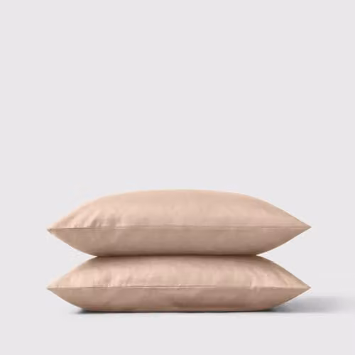 Bedable Pair of Cotton Mako Sateen Pillowcases, 460 Thread Count, Beige