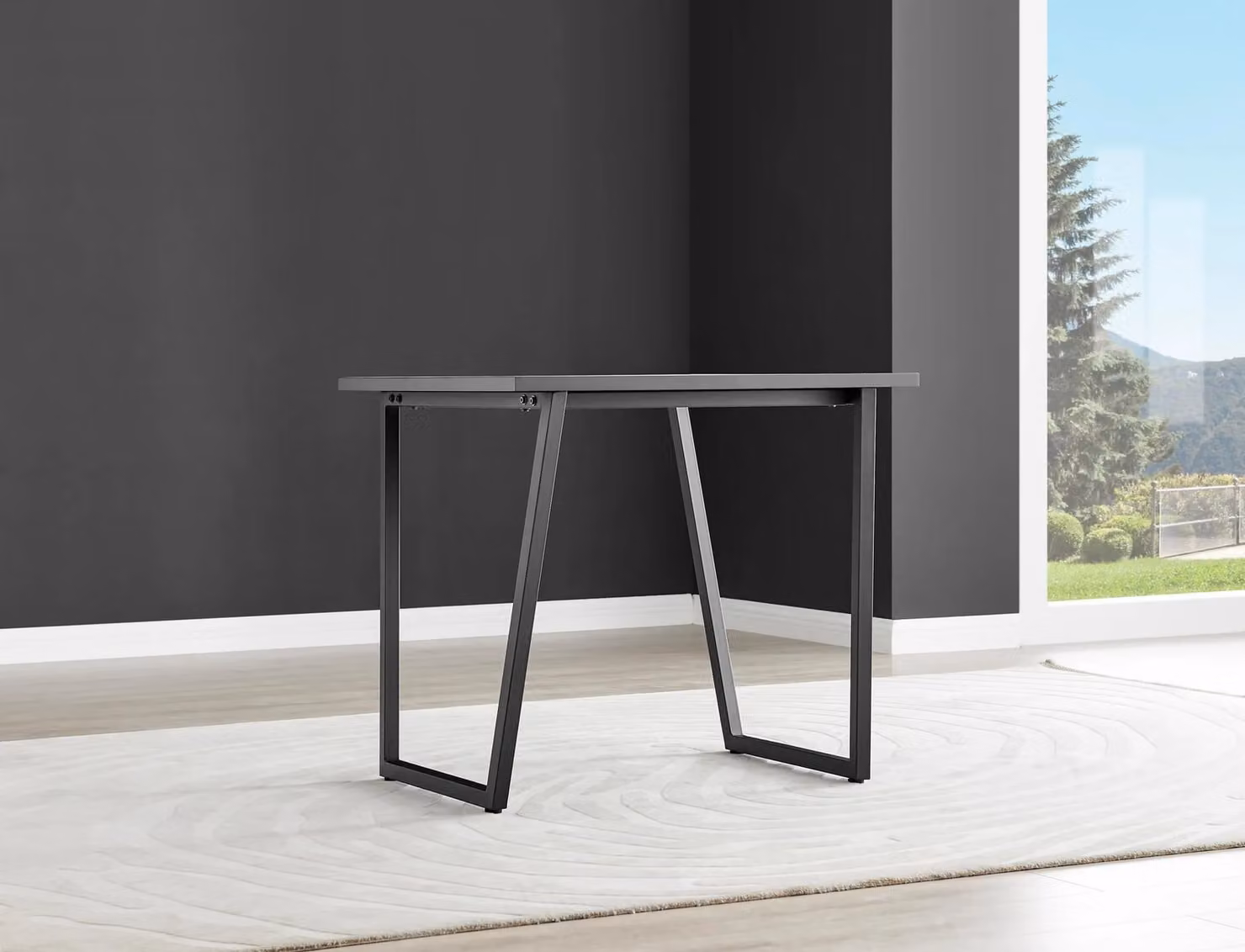 FurnitureboxUK Carson Square White Marble Effect Dining Table with Black Legs – 5